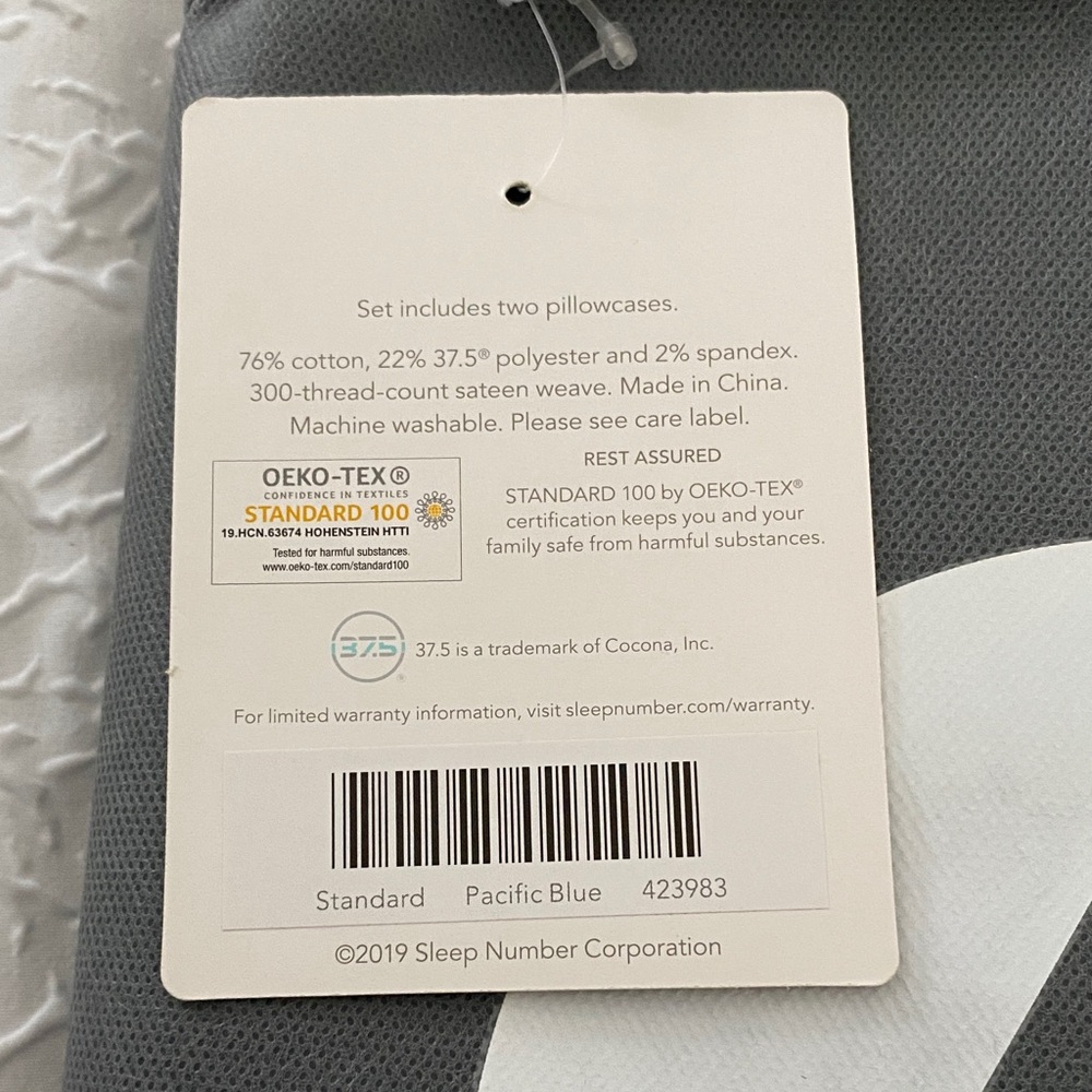 Sleep Number True Temp Pillowcase Set - Pacific Blue - Picture 5 of 5